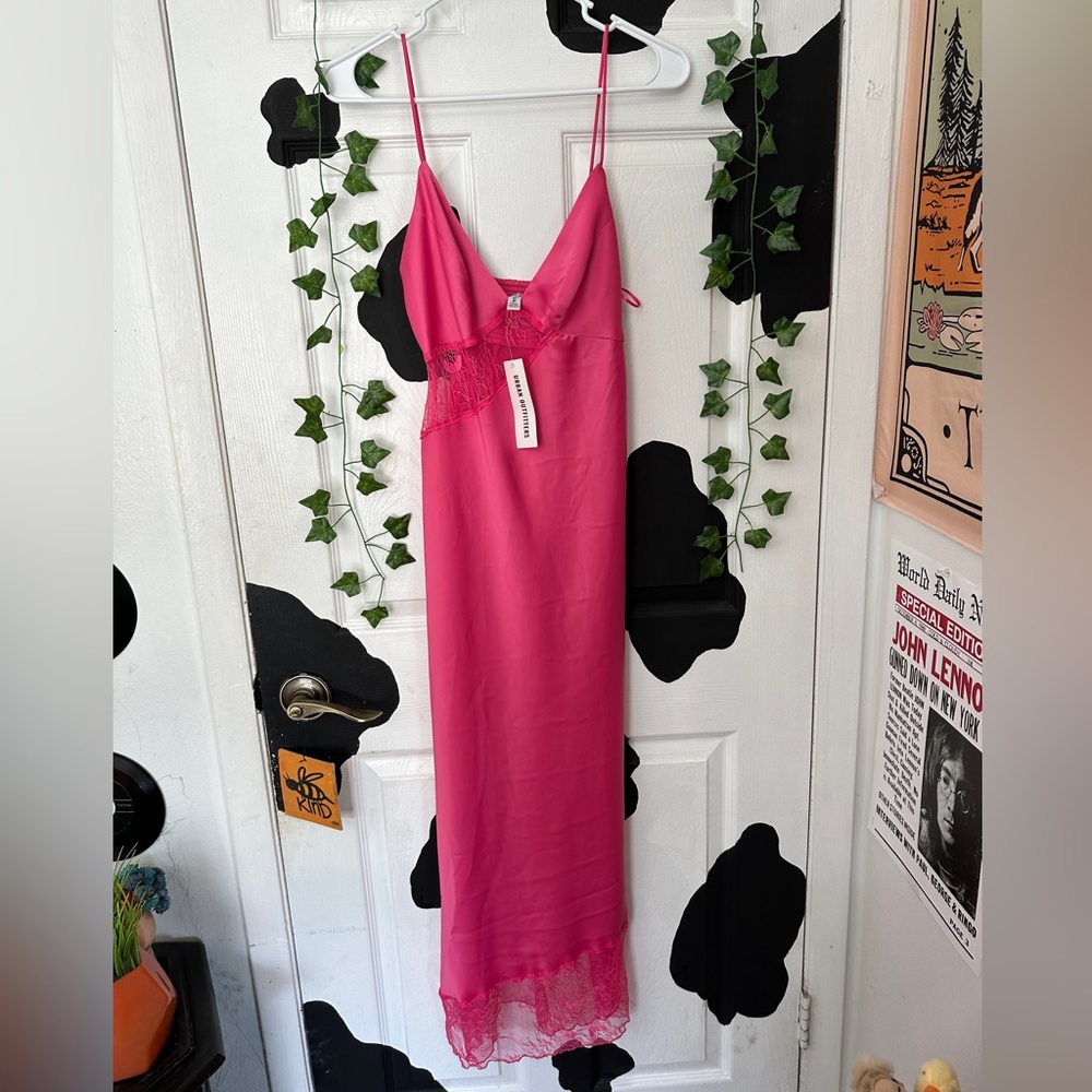 pink ankle length asymmetrical dress